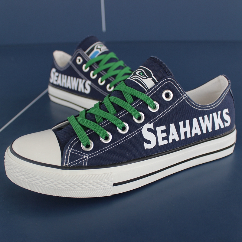 Women's Seattle Seahawks Repeat Print Low Top Sneakers 004 Women's Seattle Seahawks Repeat Print Low Top Sneakers 004